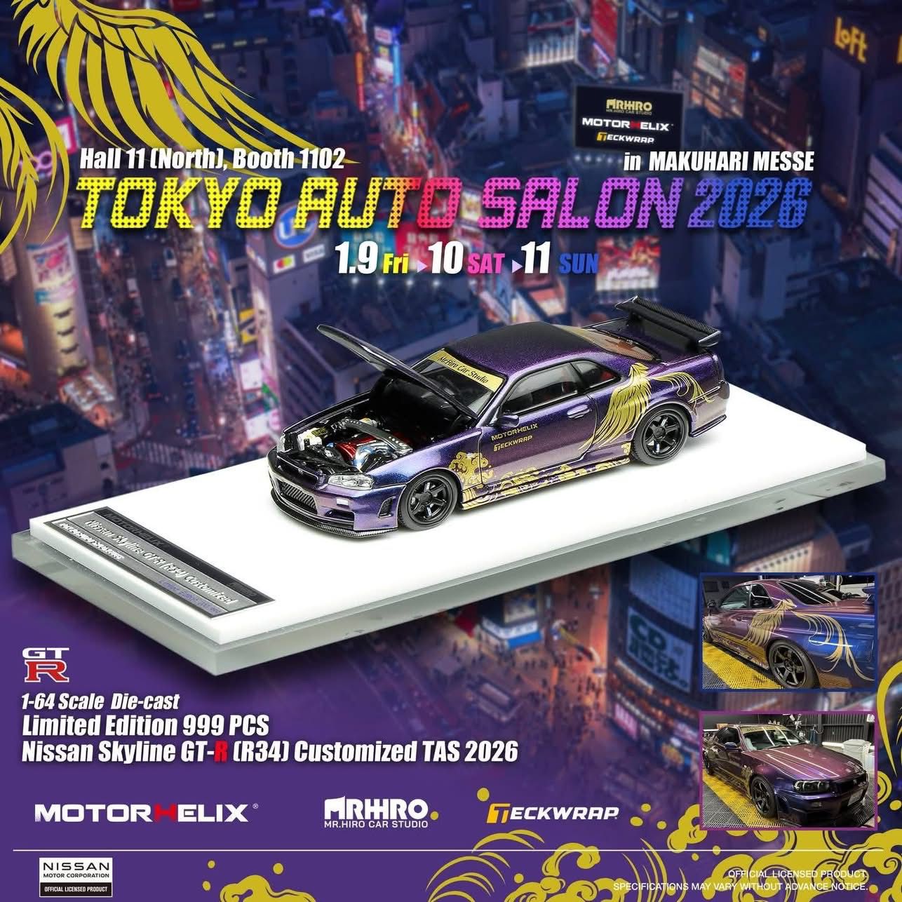 motor helix GT-R R34TAS 2026 限定版ミニカー TAS2026] MotorHelix Nissan Skyline GT-R R34 Customized TAS 2026 1
