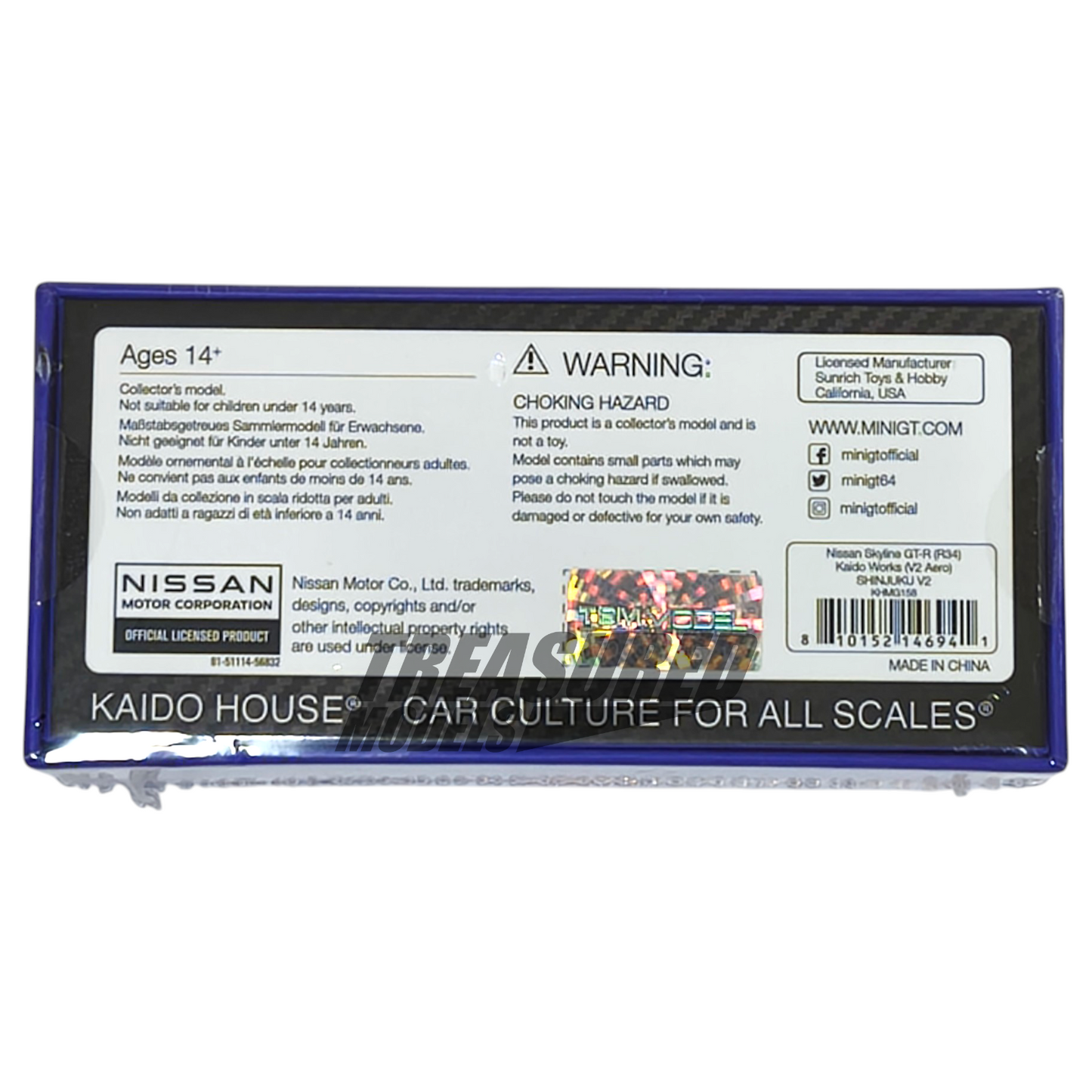 Kaido House Mini GT Nissan Skyline GT-R R34 Kaido Works V2 Aero Shinjuku V2 KHMG158 1/64 Die Cast