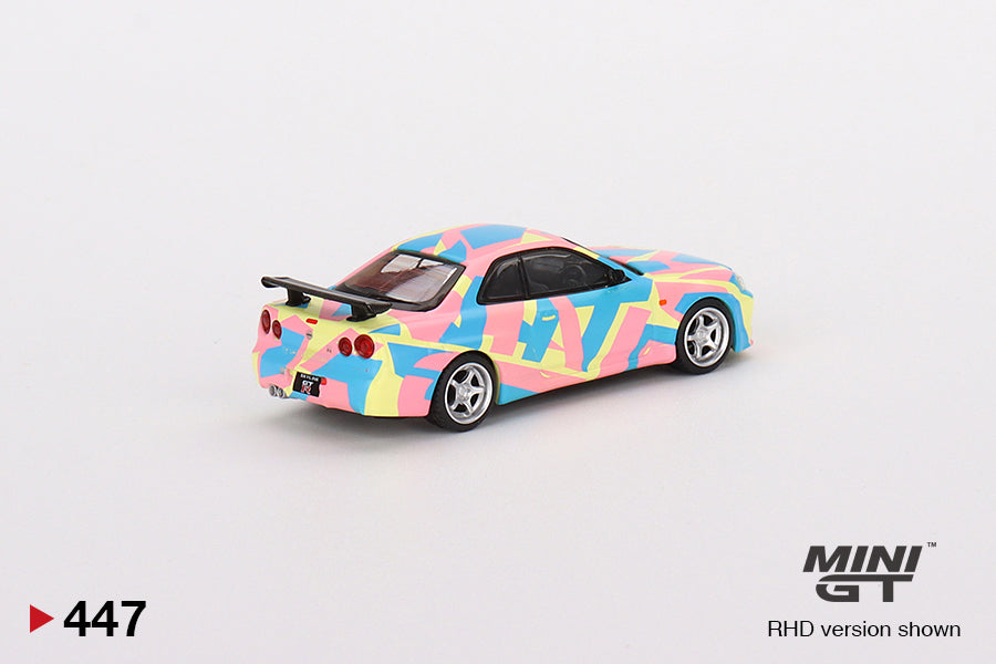 Mini GT Nissan Skyline GT-R R34 V-Spec ll MINI GT Digital Camouflage Yellow MGT00447 1/64 Die Cast