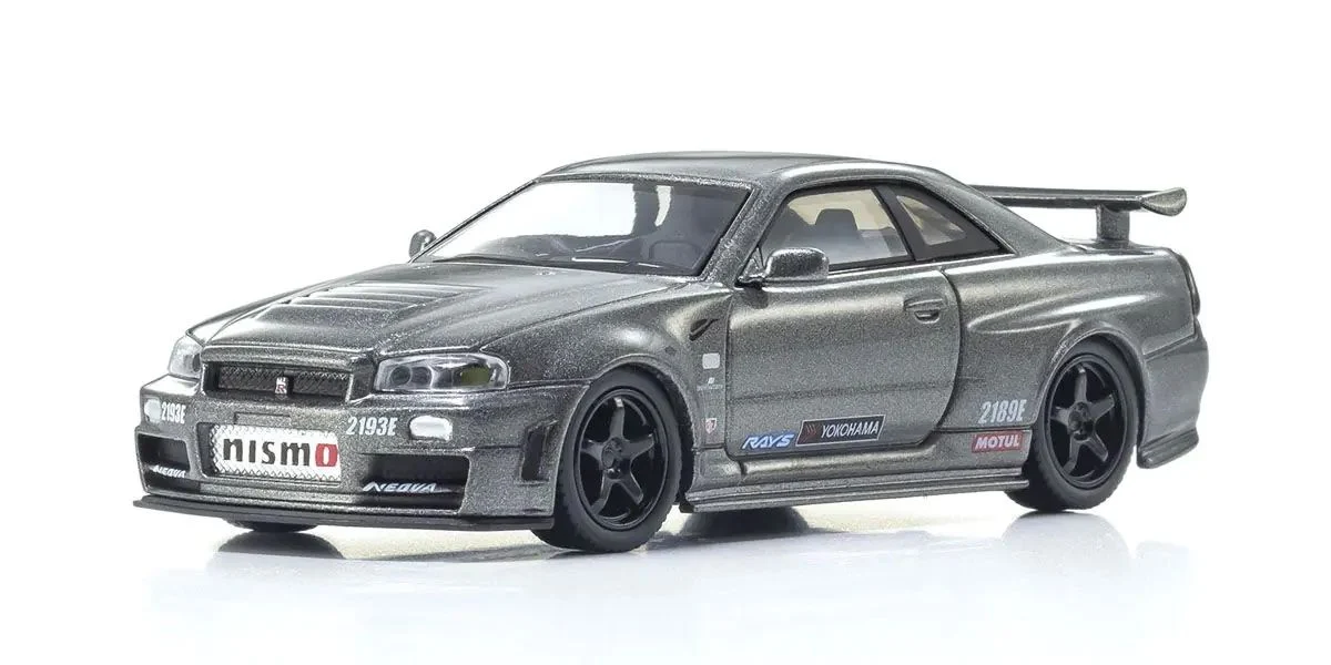 Kyosho Nissan Skyline GT-R R34 with LED Gray Nismo BNR34 CRS Version MOTN 1/64 Die Cast