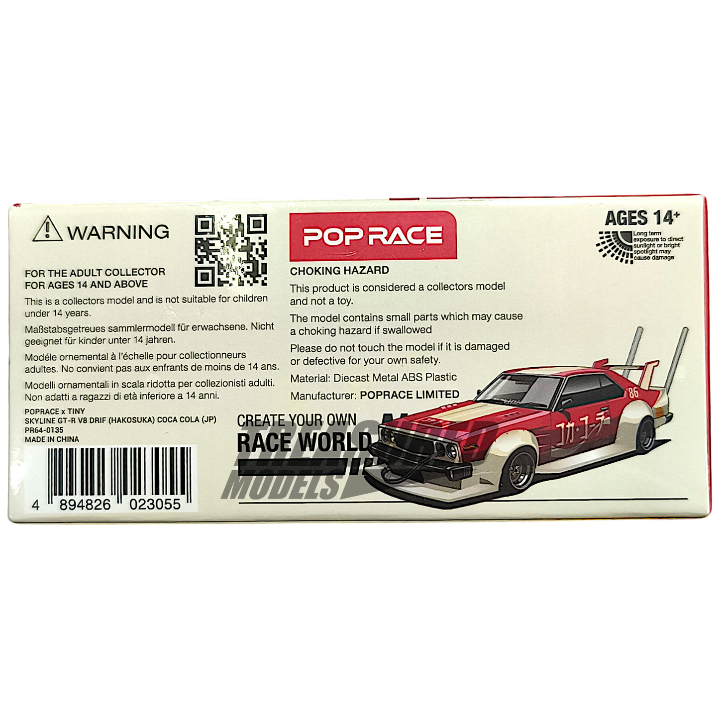 Pop Race Nissan Skyline GT-R V8 Drift Hakosuka Coco Cola PR640135 1/64 Die Cast