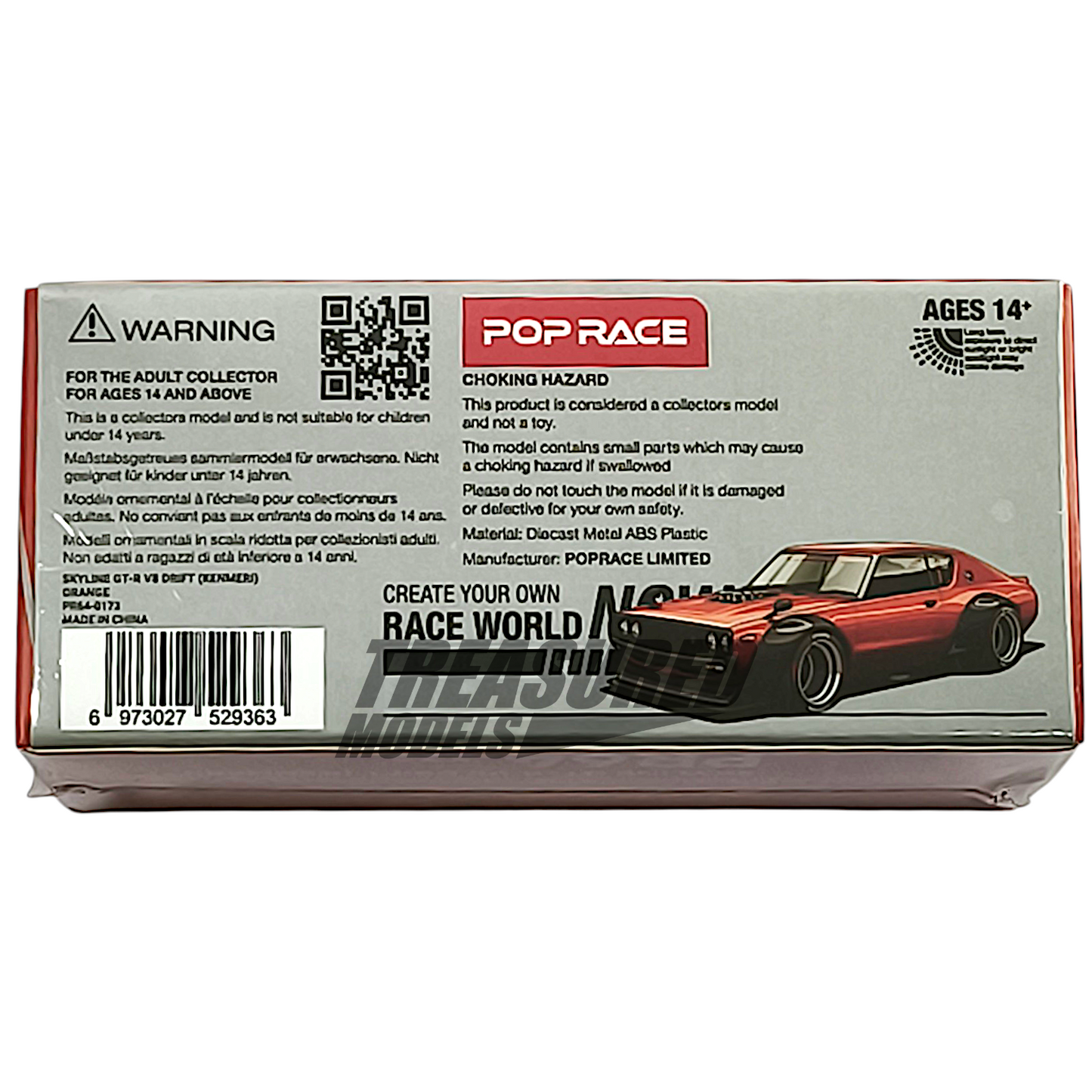 Pop Race Nissan Skyline GT-R V8 Drift Kenmeri Orange PR640173 1/64 Diecast