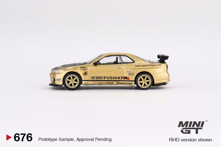 Mini GT Nissan Skyline GT-R (R34) Top Secret Top Secret Gold MGT00676 1/64 Die Cast