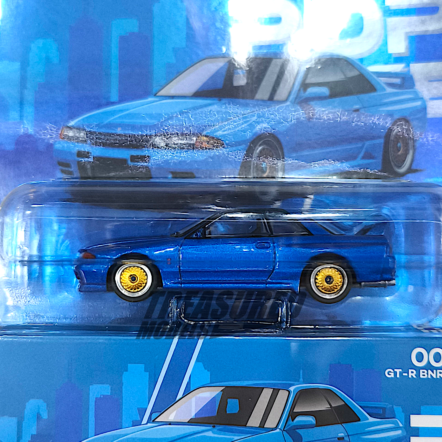 Pop Race Nissan Skyline R32 Bayside Blue Enigma Exclusive PRE009 1/64 Diecast