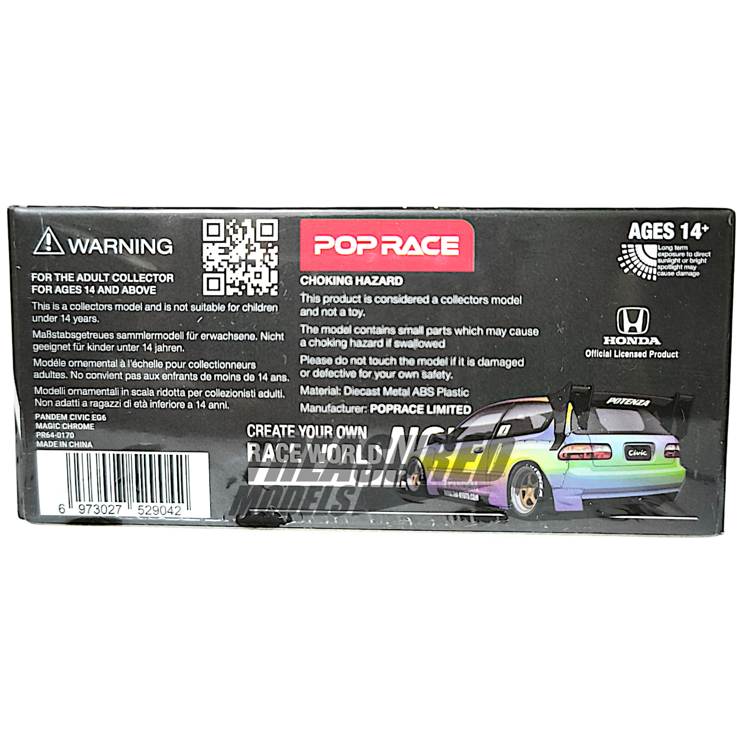 Pop Race Pandem Civic EG6 Magic Chrome IDE Exclusive PR640170 1/64 Diecast