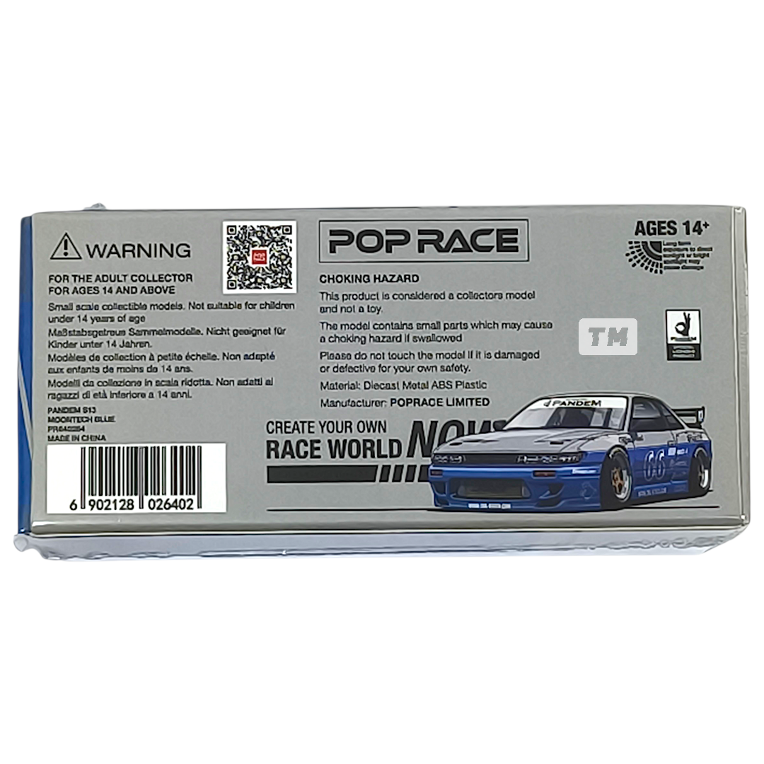 Pop Race Pandem S13 MoonTech Blue PR640264 1/64 Diecast