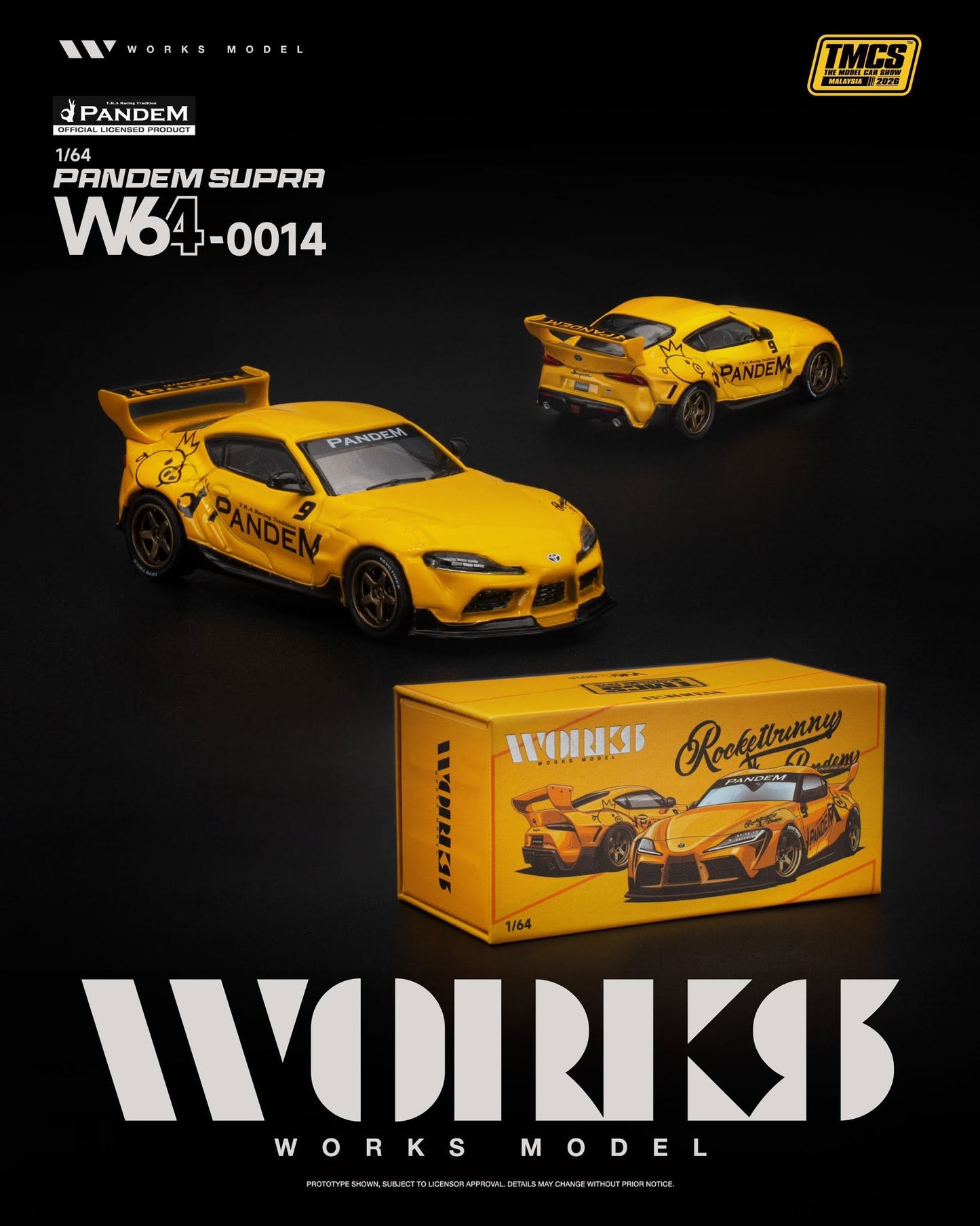 Works Model Pandem Supra Yellow TMCS 2026 W640014 1/64 Diecast