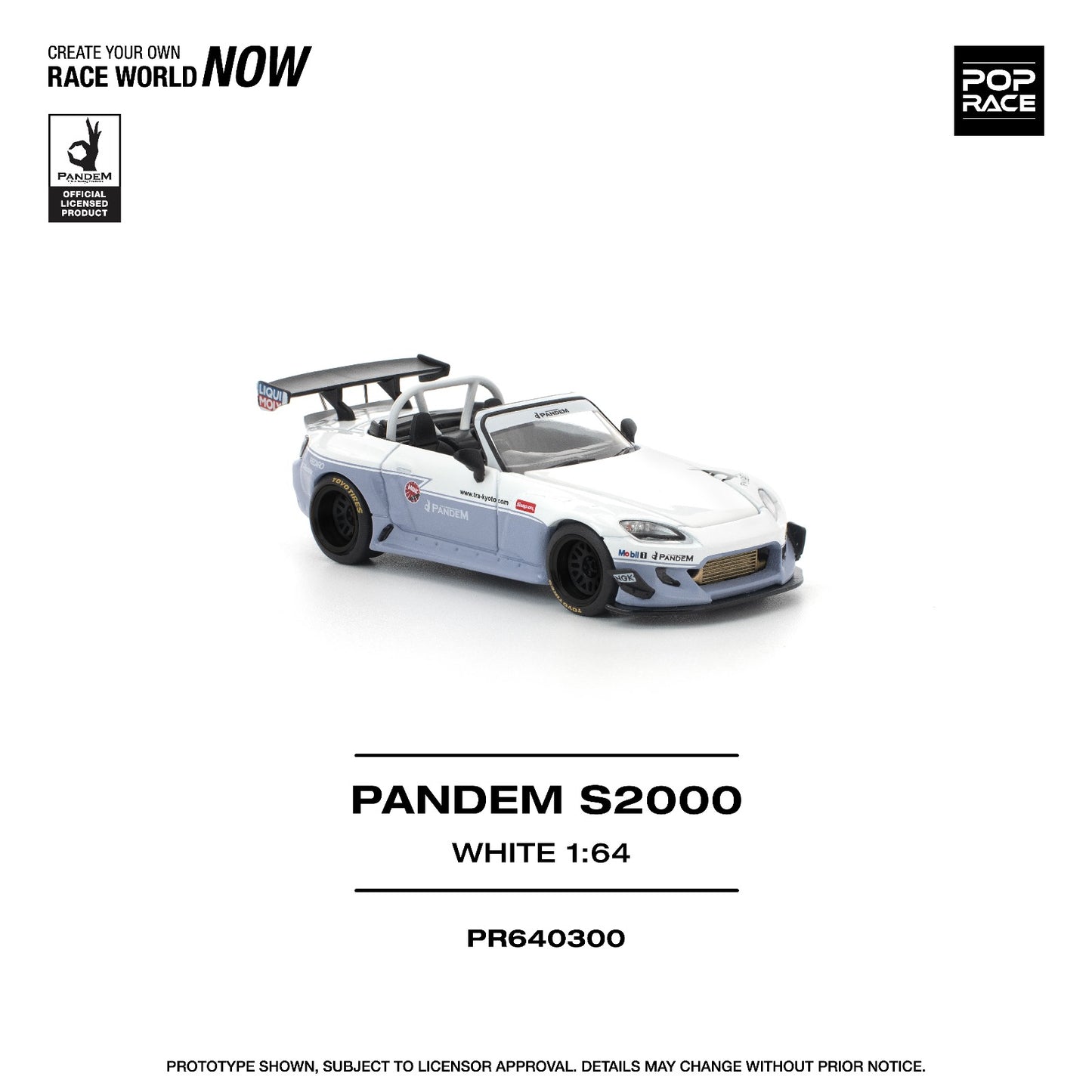 Pop Race Honda Pandem S2000 White PR640300 1/64 Die Cast