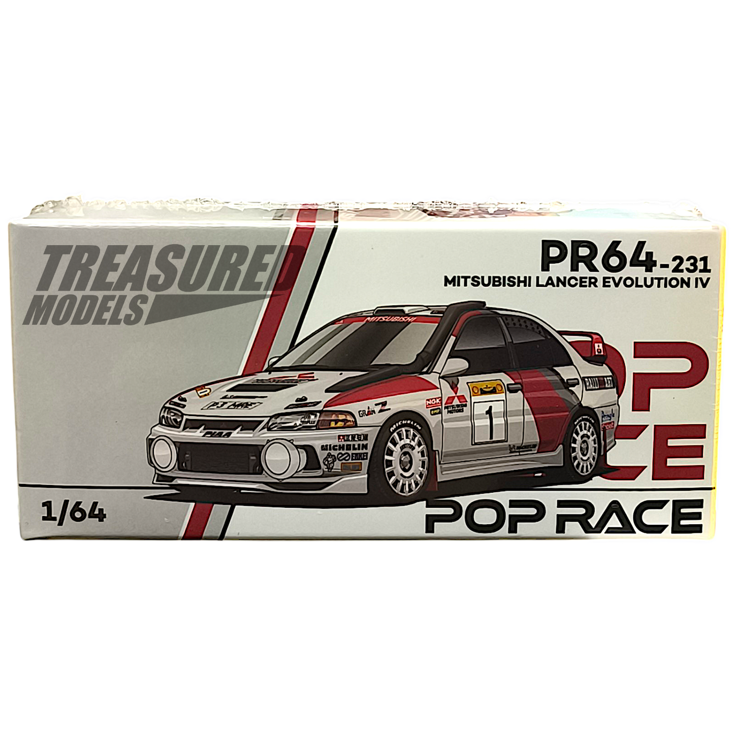 Pop Race Mitsubishi Lancer Evolution IV Safari Rally Kenya 1996 PR640231 1/64 Diecast
