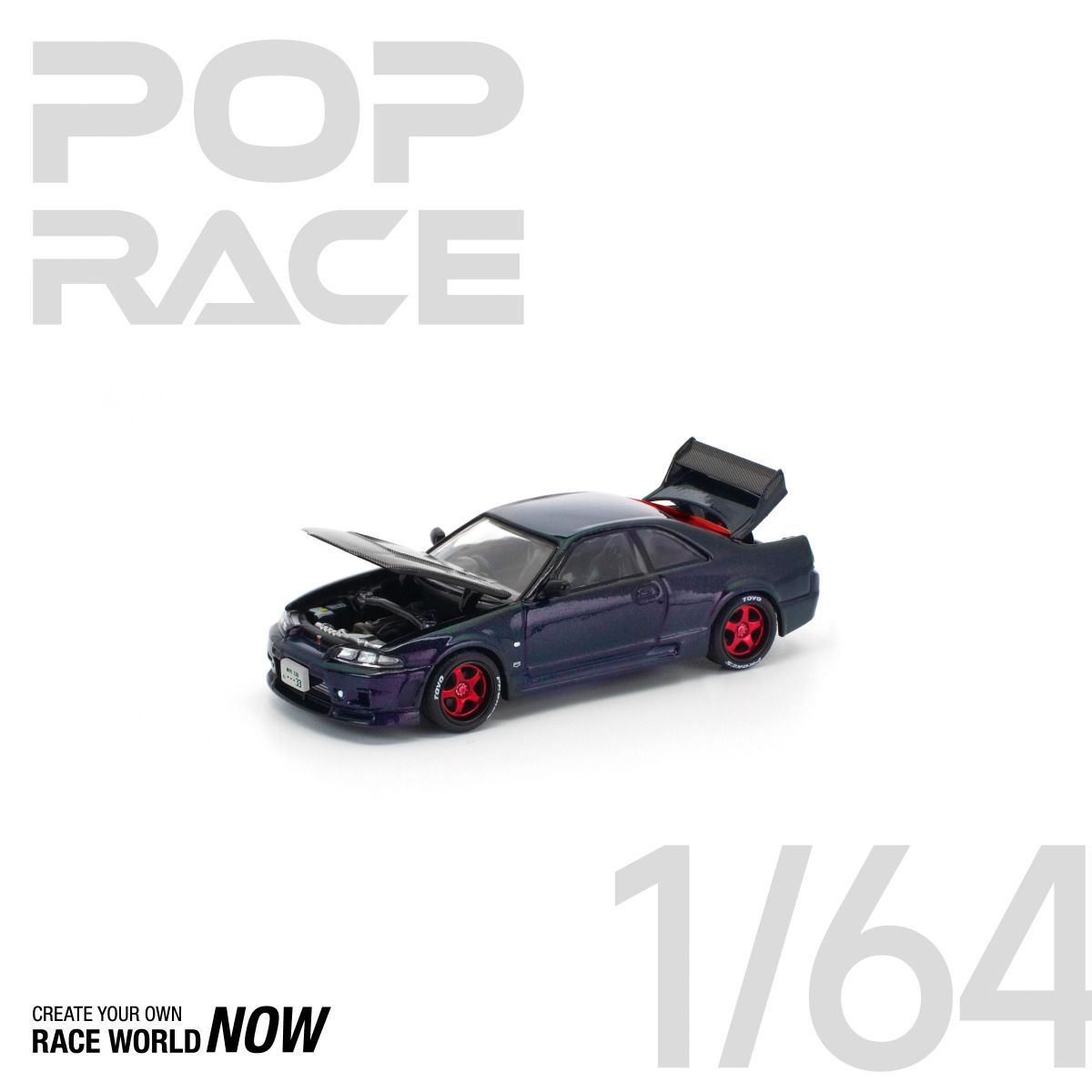 Pop Race Nissan Skyline GT-R R33 Ghost Chameleon PR640356 1/64 Die Cast