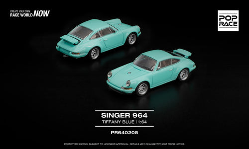 Pop Race Porsche Singer 964 Tiffany Blue PR640205 1/64 Die Cast