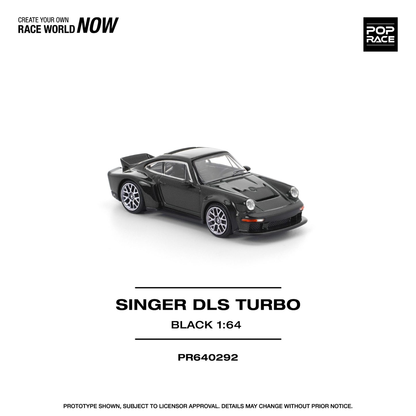 Pop Race Porsche Singer DLS Turbo Black PR640292 1/64 Die Cast