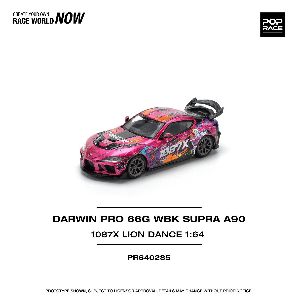 Pop Race Toyota Darwin Pro 66G WBK Supra A90 1087X Lion Dance PR640285 1/64 Die Cast