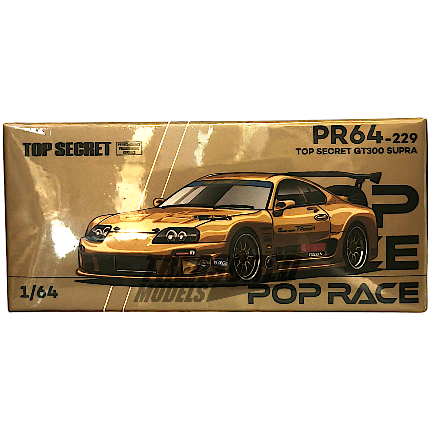 Pop Race Toyota Supra Top Secret GT300 Gold PR640229 1/64 Diecast