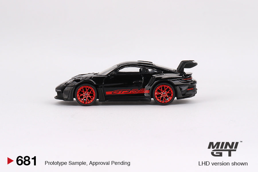 Mini GT Porsche 911 992 GT3 RS Black with Pyro Red MGT00681 1/64 Die Cast