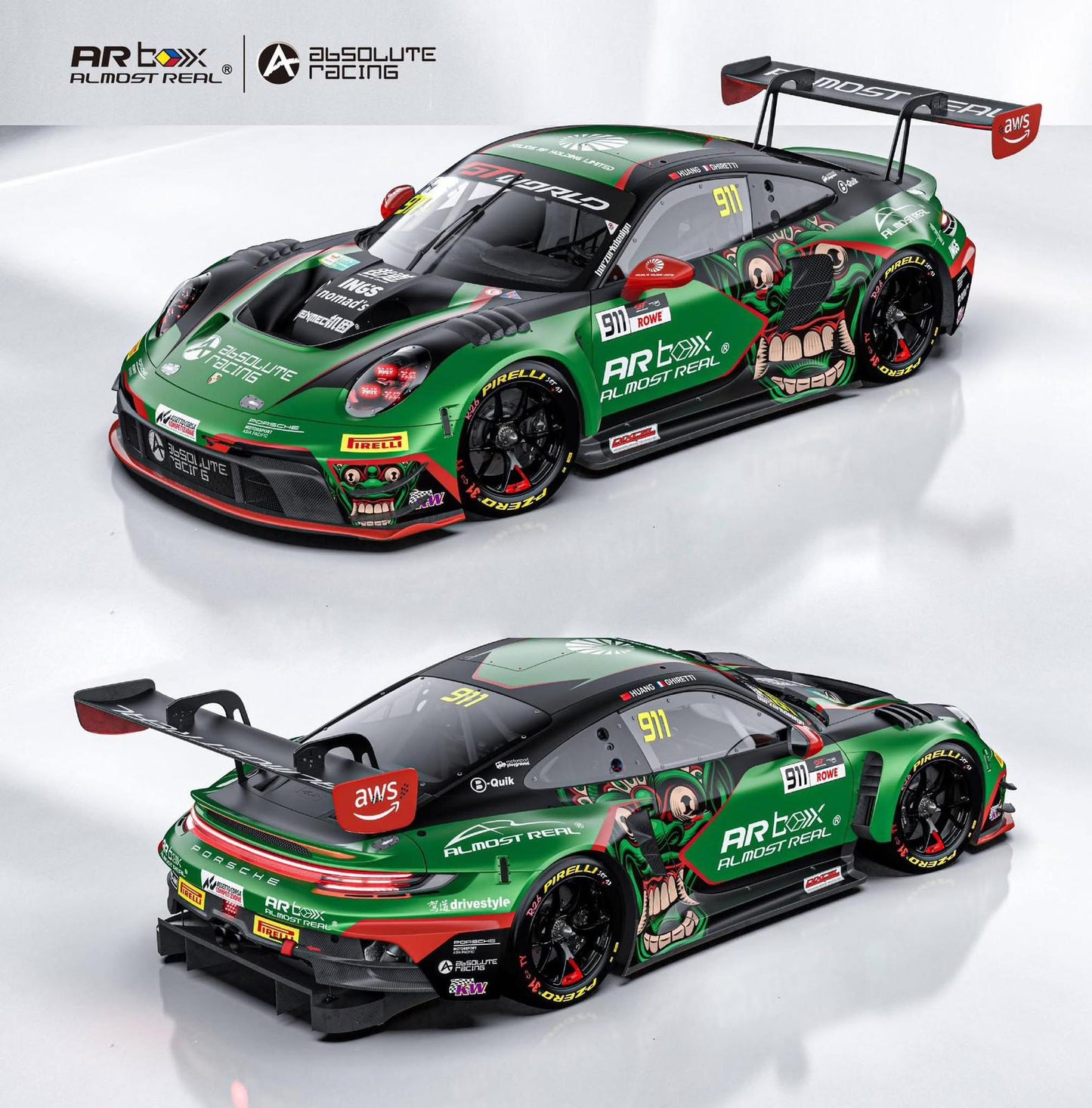 Almost Real AR Box Porsche 911 GT3 R 2026 GT World Challenge Asia Mandalika #911 98-3 640006021 1/64 Diecast
