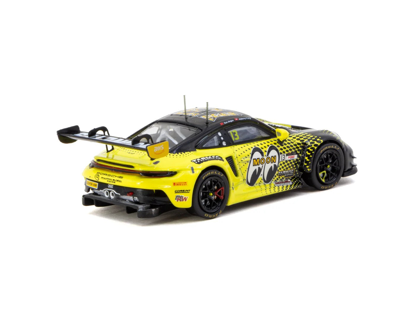 Tarmac Works Porsche 911 GT3 R GT World Challenge Asia 2025 Phantom Global Racing #13 with Tarmac Cards T64-084-25FUJ13 1/64 Diecast