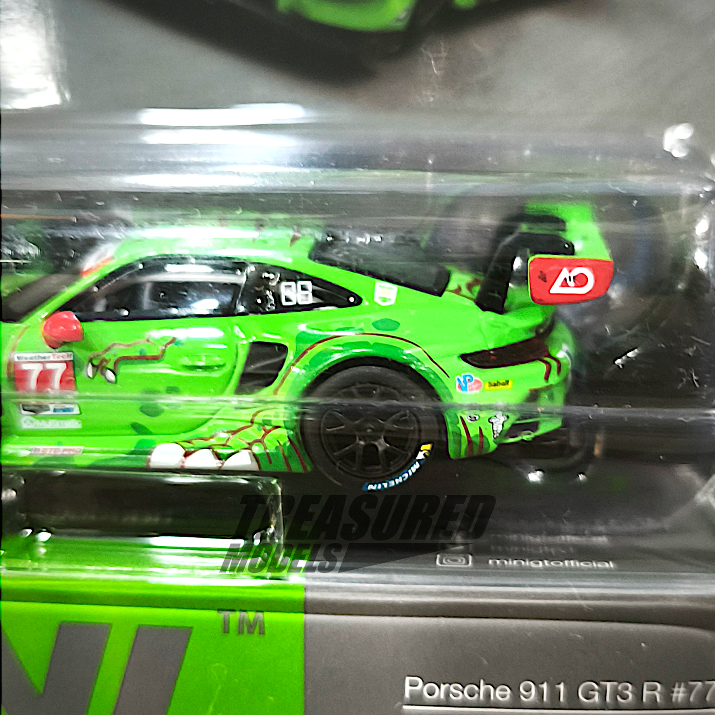Mini GT Porsche 911 GT3 R #77 AO Racing 2024 IMSA Daytona 24 Hrs GTD Pro 2nd Place Blister Packaging MGT00889 1/64 Diecast