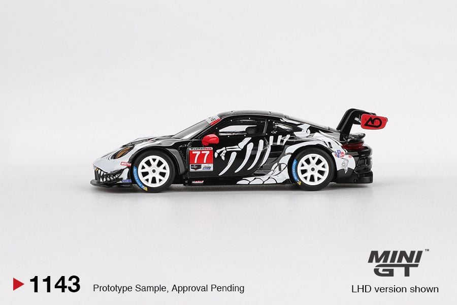 *Pre-Order* Mini GT Porsche 911 GT3 R #77 AO Racing 2025 IMSA Petit Le Mans Skeleton Rexy MGT01143 1/64 Diecast