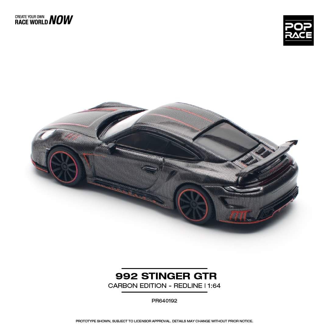 Pop Race Porsche 992 Stinger GTR Carbon Edition - Redline PR640192 1/64 Diecast