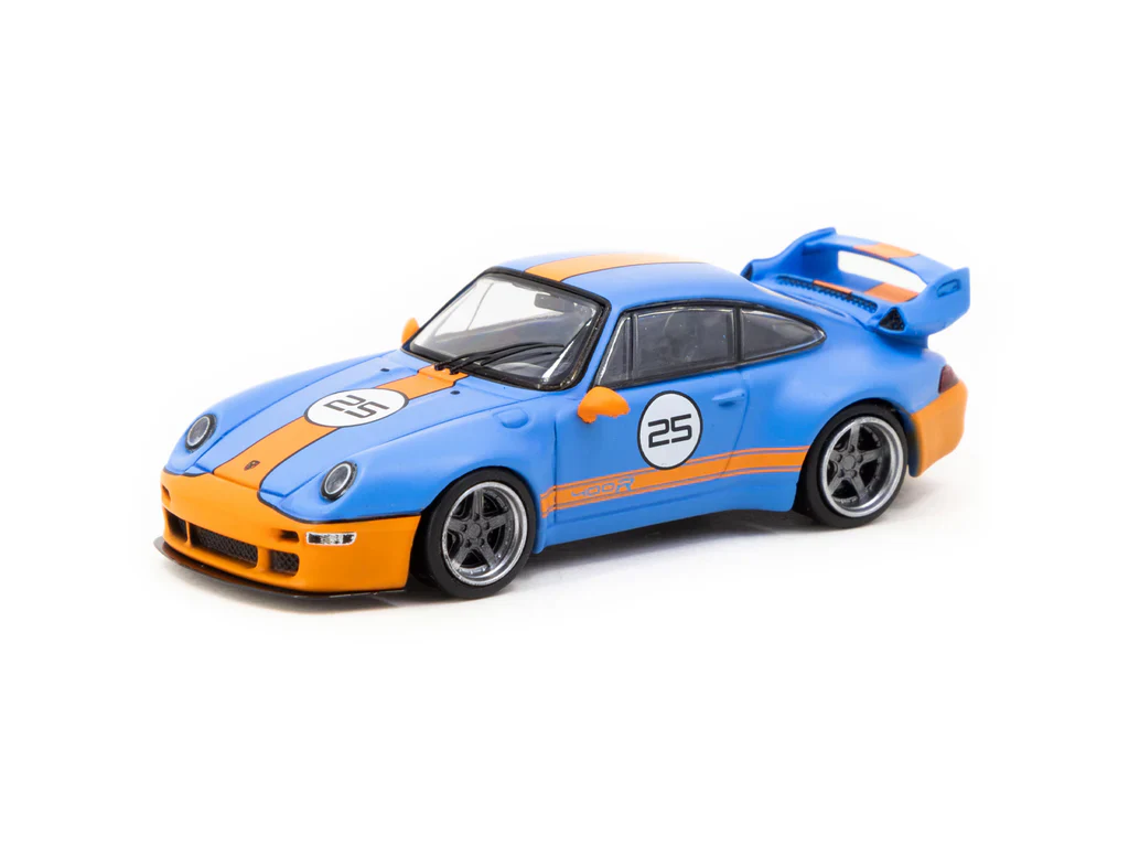 Tarmac Works Porsche 993 Remastered By Gunther Werks Blue & Orange T64-TL054-BO 1/64 Die Cast