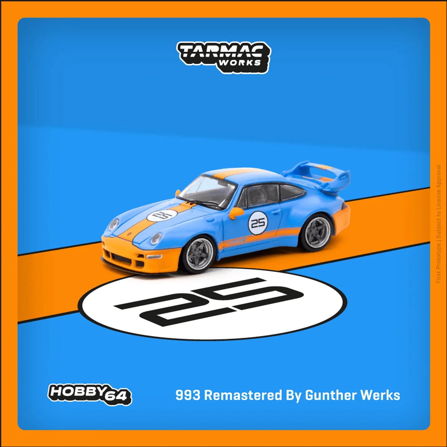 Tarmac Works Porsche 993 Remastered By Gunther Werks Blue & Orange T64-TL054-BO 1/64 Die Cast