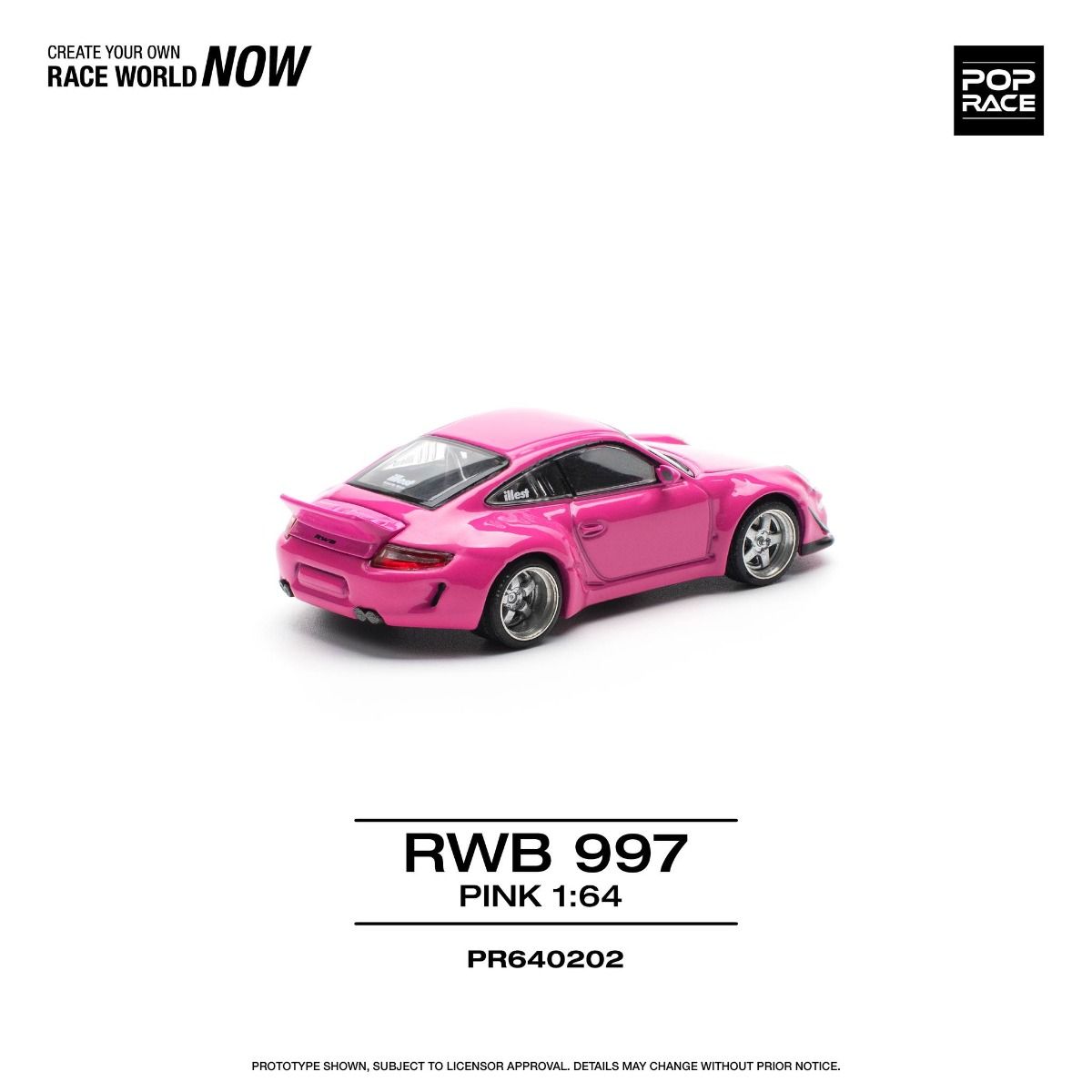 Pop Race Porsche 997 RWB Pink PR640202 1/64 Diecast