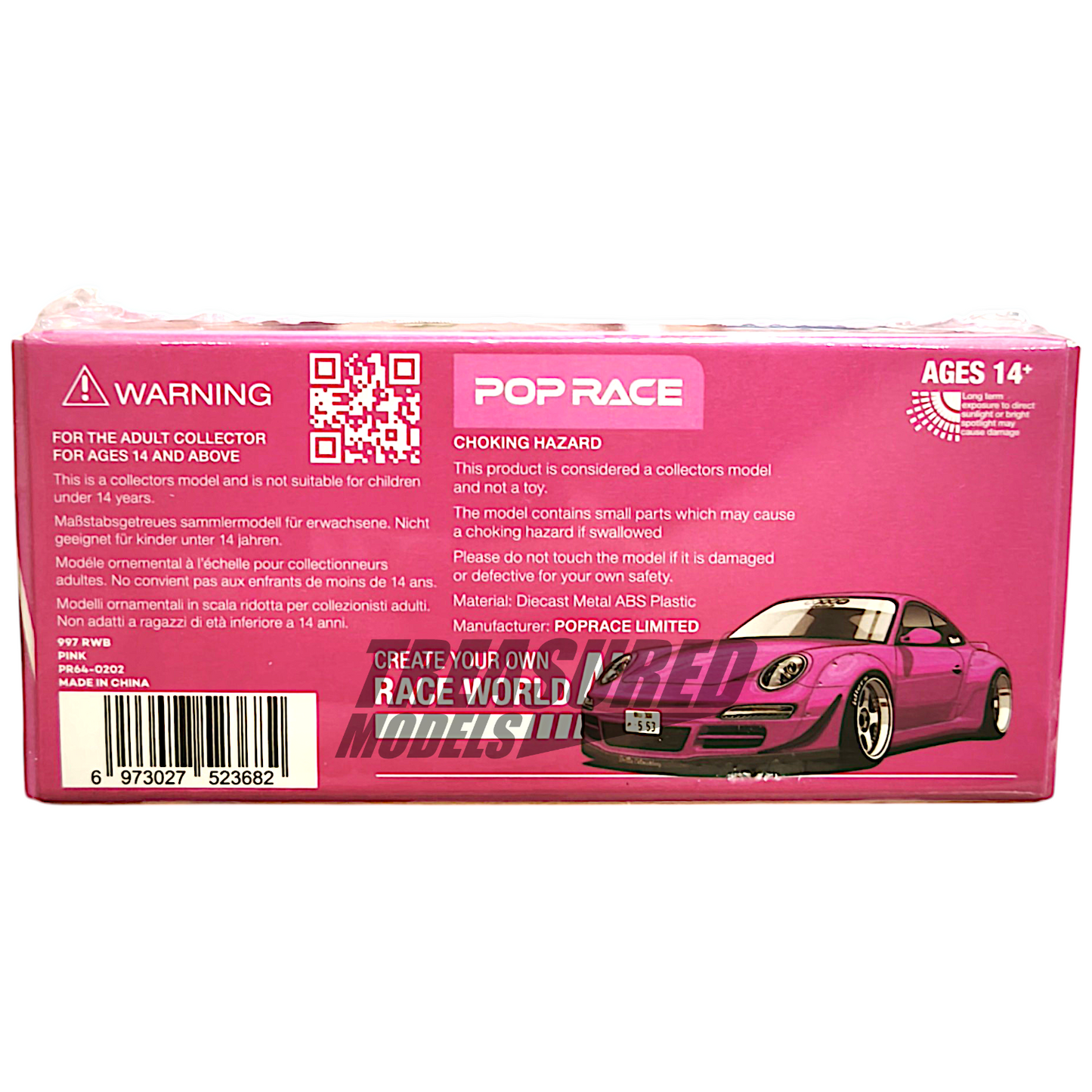 Pop Race Porsche 997 RWB Pink PR640202 1/64 Diecast