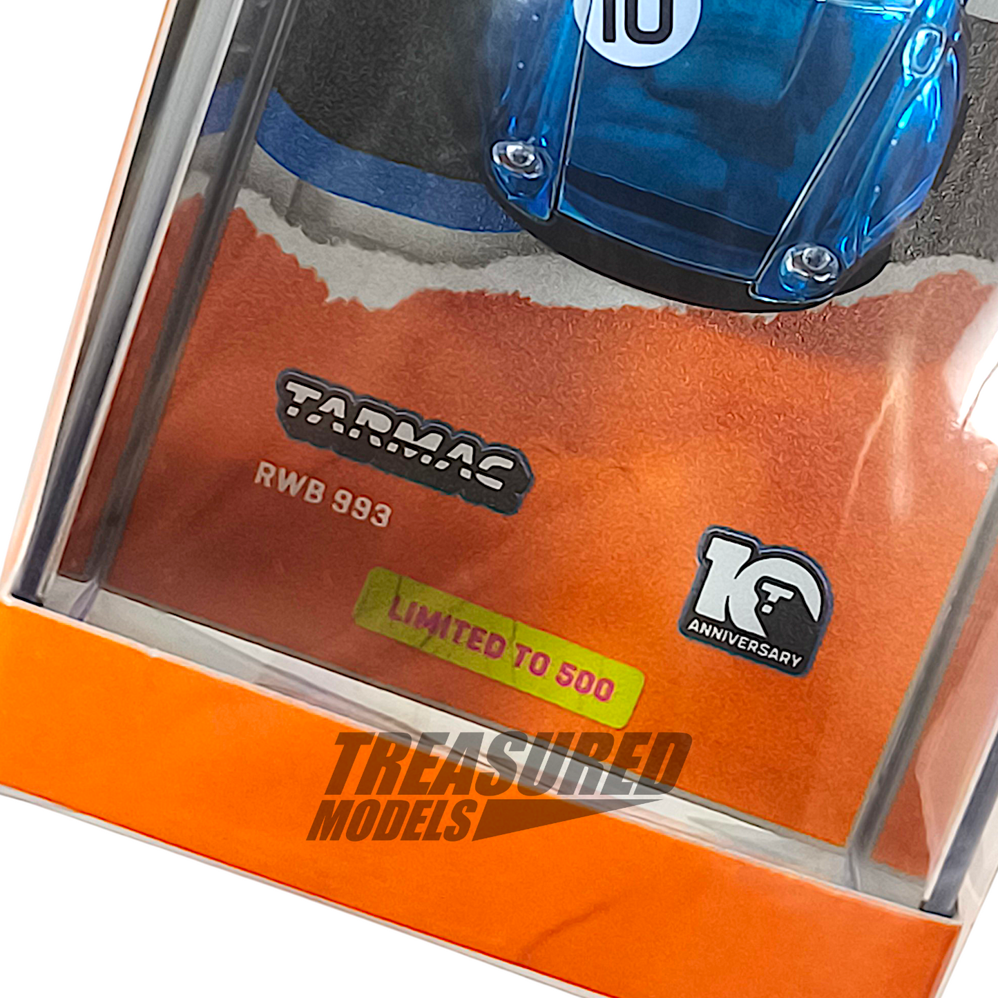 Tarmac Works Porsche RWB 993 Chrome Blue 10th Anniversary Dinner Car 1/64 Diecast