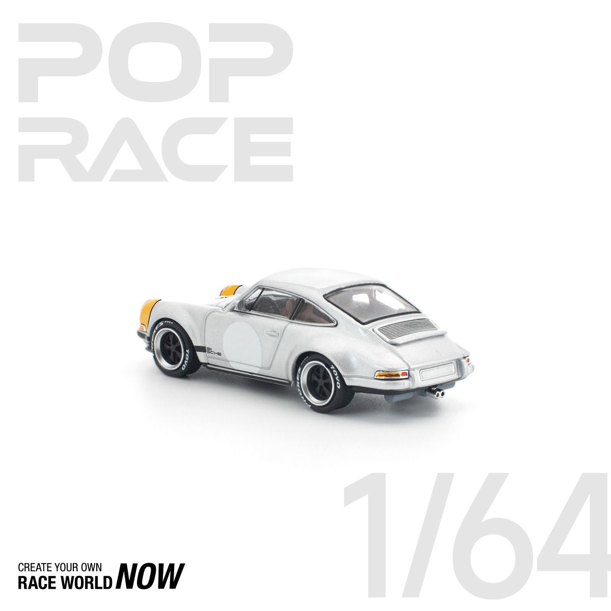 *Pre-Order* Pop Race Porsche Singer 911 SCCS Homage Yellow Silver PR6400201 1/64 Die Cast
