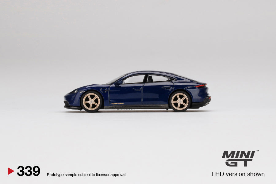 Mini GT Porsche Taycan Turbo S Gentian Blue Metallic MGT00339 1/64 Die Cast