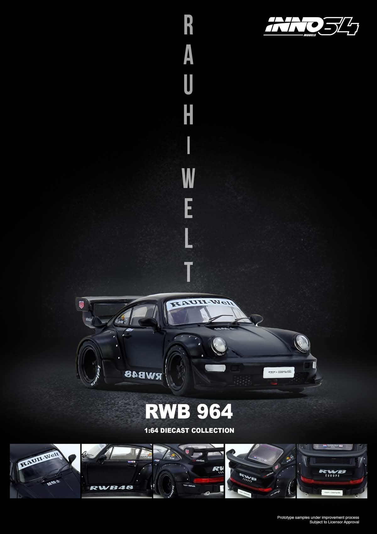 Inno64 RWB 964 Black Matt IN64-RWB964-BM 1/64 Diecast