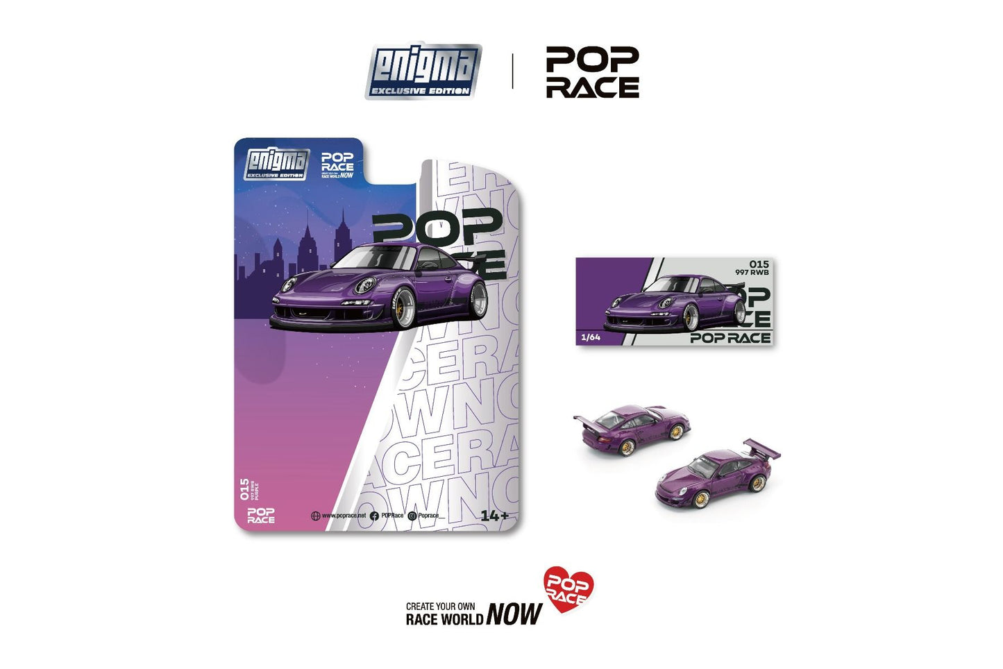 Pop Race RWB 997 Purple PRE015 1/64 Diecast