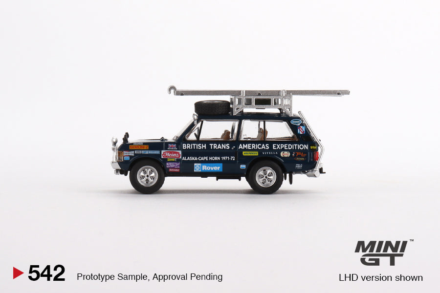Mini GT Range Rover 1971 British Trans-Americas Expedition (VXC-868K) MGT00542 1/64 Diecast