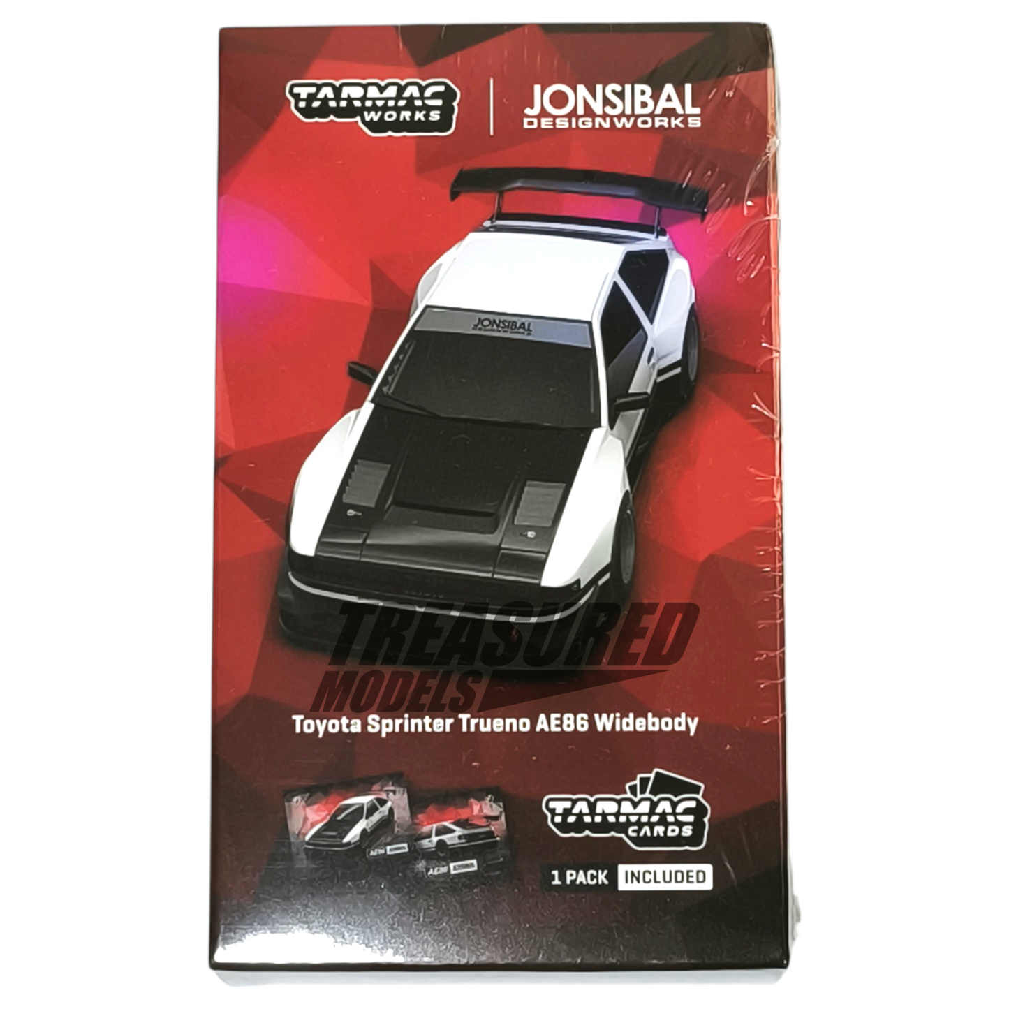 Tarmac Works Toyota Sprinter Trueno AE86 Widebody Jon Sibal White & Black T64G-060-WB 1/64 Die Cast