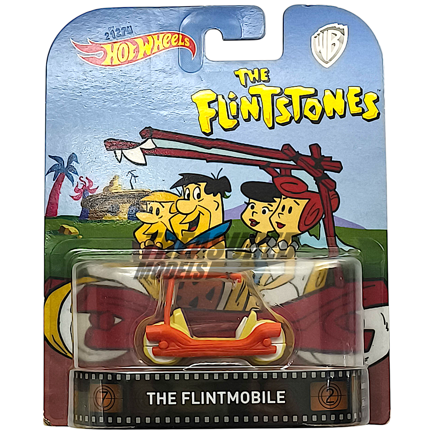 Hot Wheels The Flintstones Flintmobile Orange & Pale Yellow White Roof 2017 1/64 Diecast