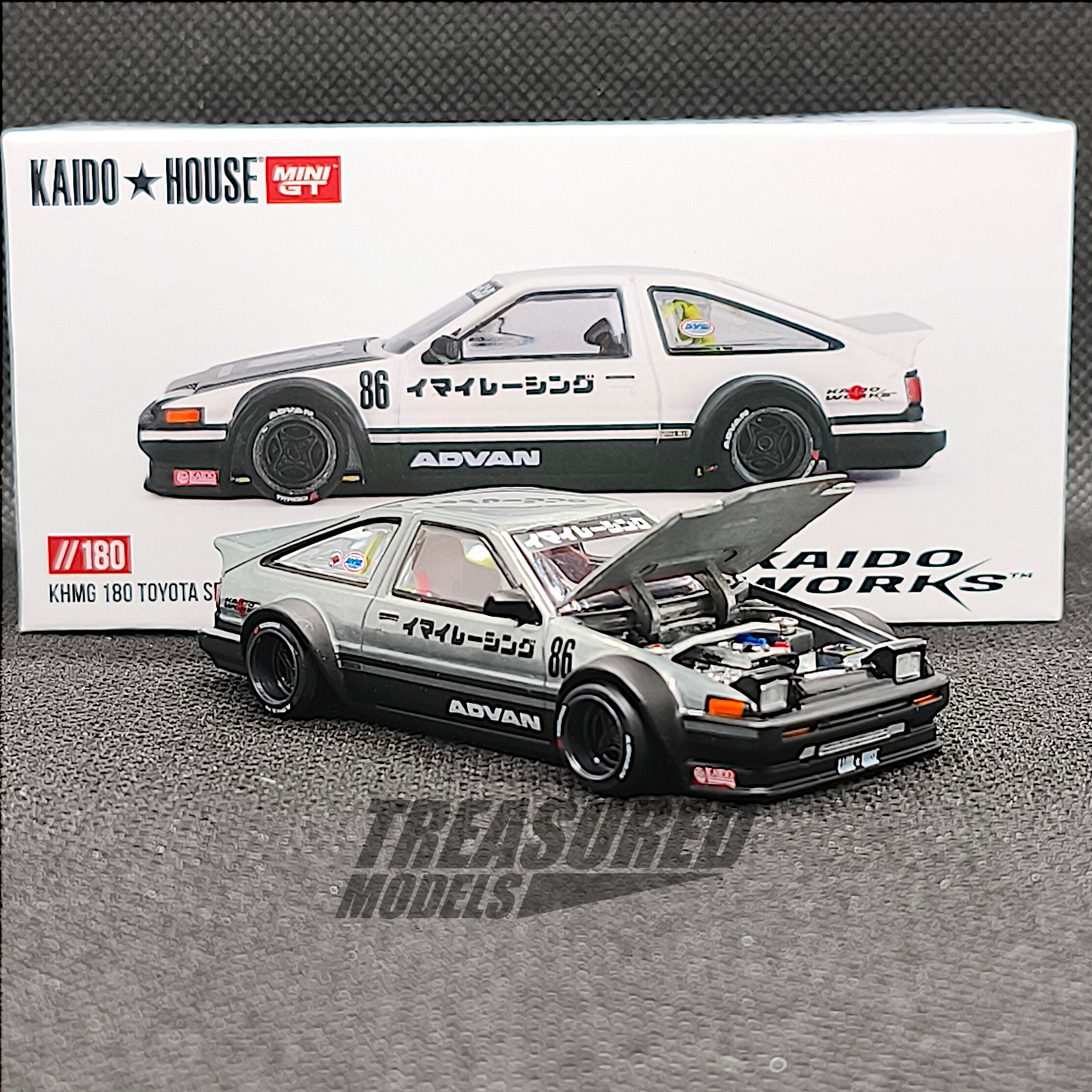 Chase! Kaido House Toyota AE86 Sprinter Trueno Kaido Street V1 KHMG180 1/64 Diecast