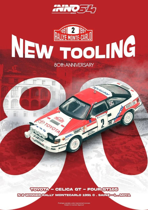 *Pre-Order* Inno64 Toyota Celica GT-Four ST165 Winner Rally Monte Carlo 1991 C. Sainz L. Moya IN64-ST165R-91MCW 1/64 Die Cast