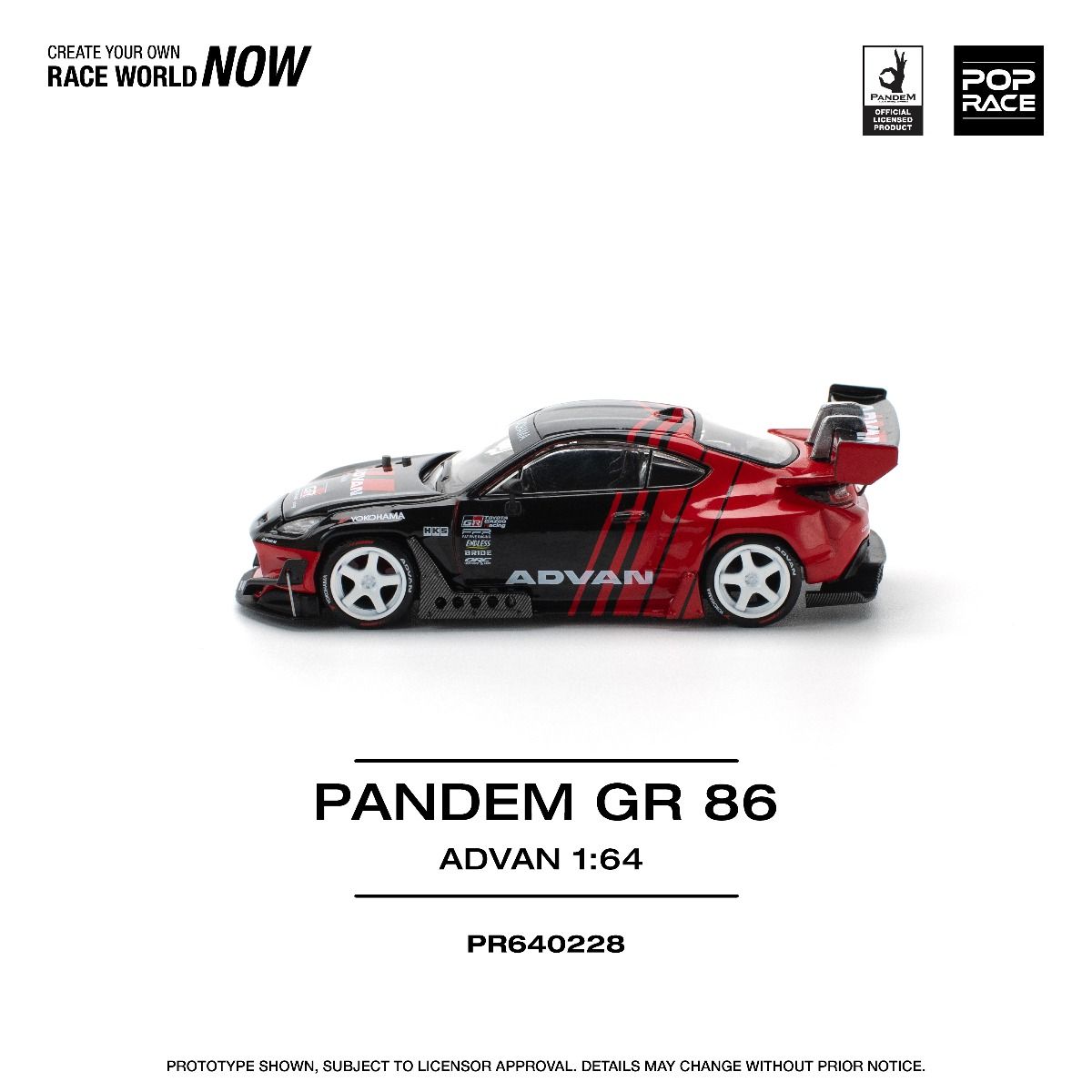 Pop Race Toyota Pandem GR86 Advan PR640228 1/64 Diecast