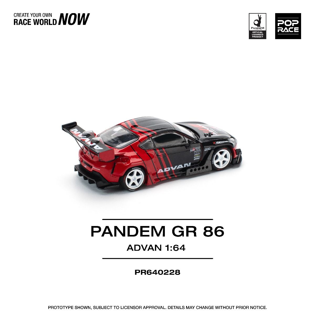 Pop Race Toyota Pandem GR86 Advan PR640228 1/64 Diecast