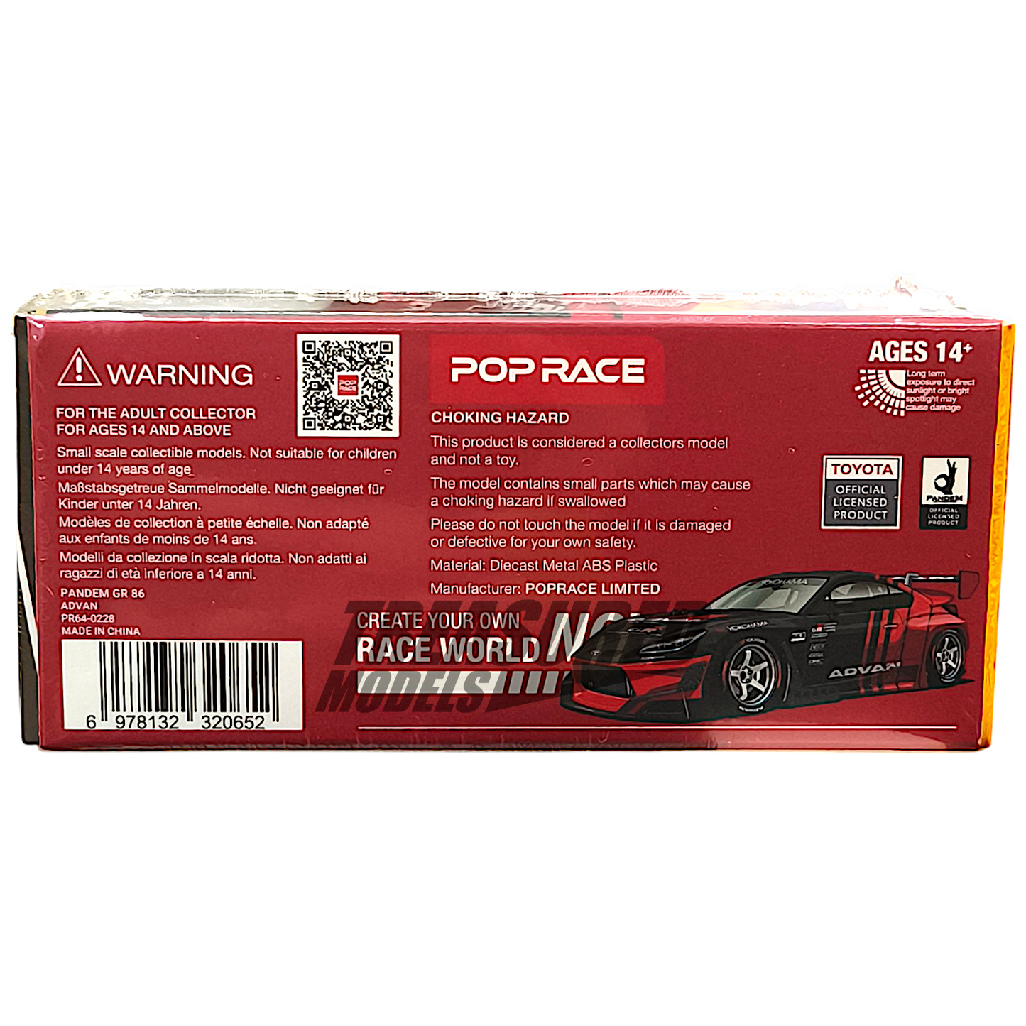 Pop Race Toyota Pandem GR86 Advan PR640228 1/64 Diecast