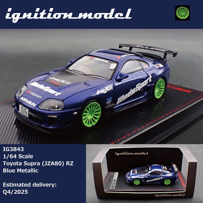 Ignition Models Toyota Supra JZA80 RZ Blue Metallic 1/64 Diecast