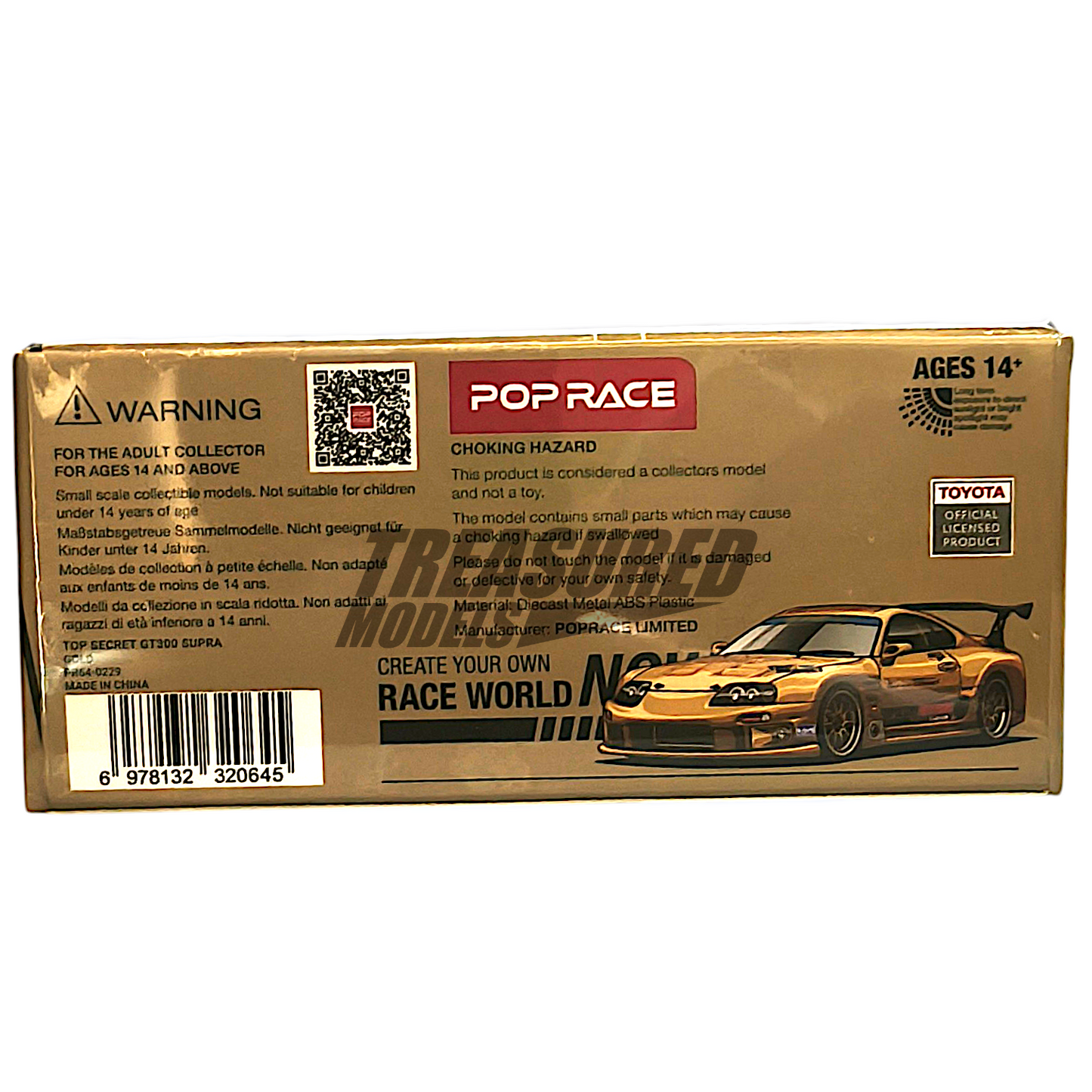 Pop Race Toyota Supra Top Secret GT300 Gold PR640229 1/64 Diecast