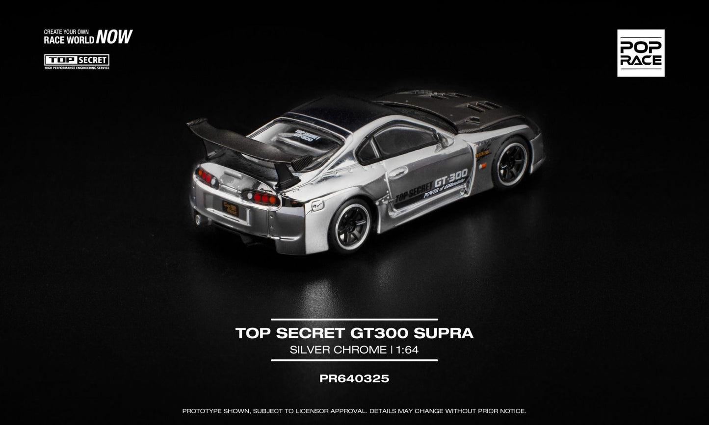 *Pre-Order* Pop Race Toyota Supra Top Secret GT300 Silver Chrome PR640325 1/64 Diecast