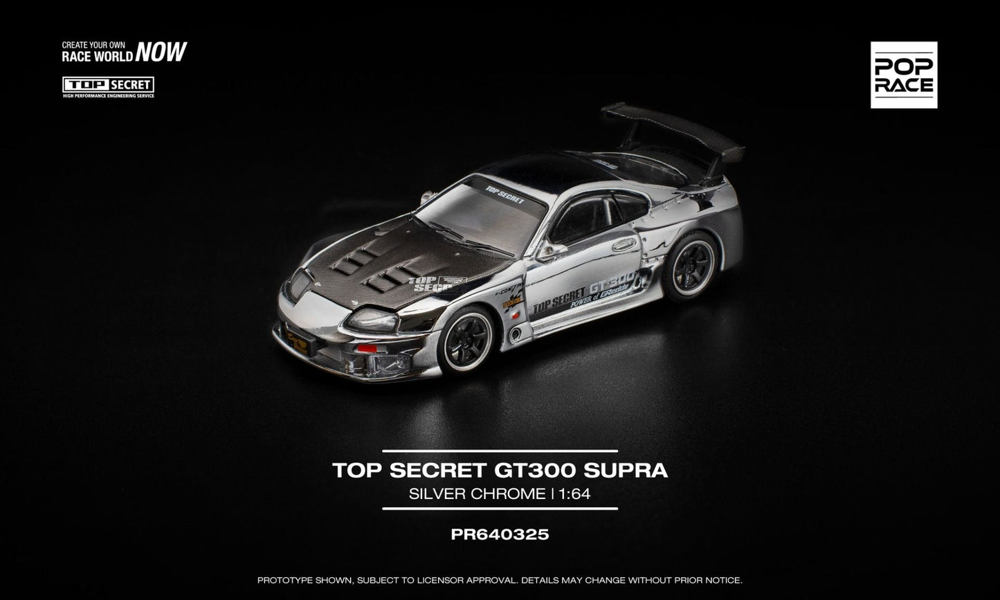 *Pre-Order* Pop Race Toyota Supra Top Secret GT300 Silver Chrome PR640325 1/64 Diecast
