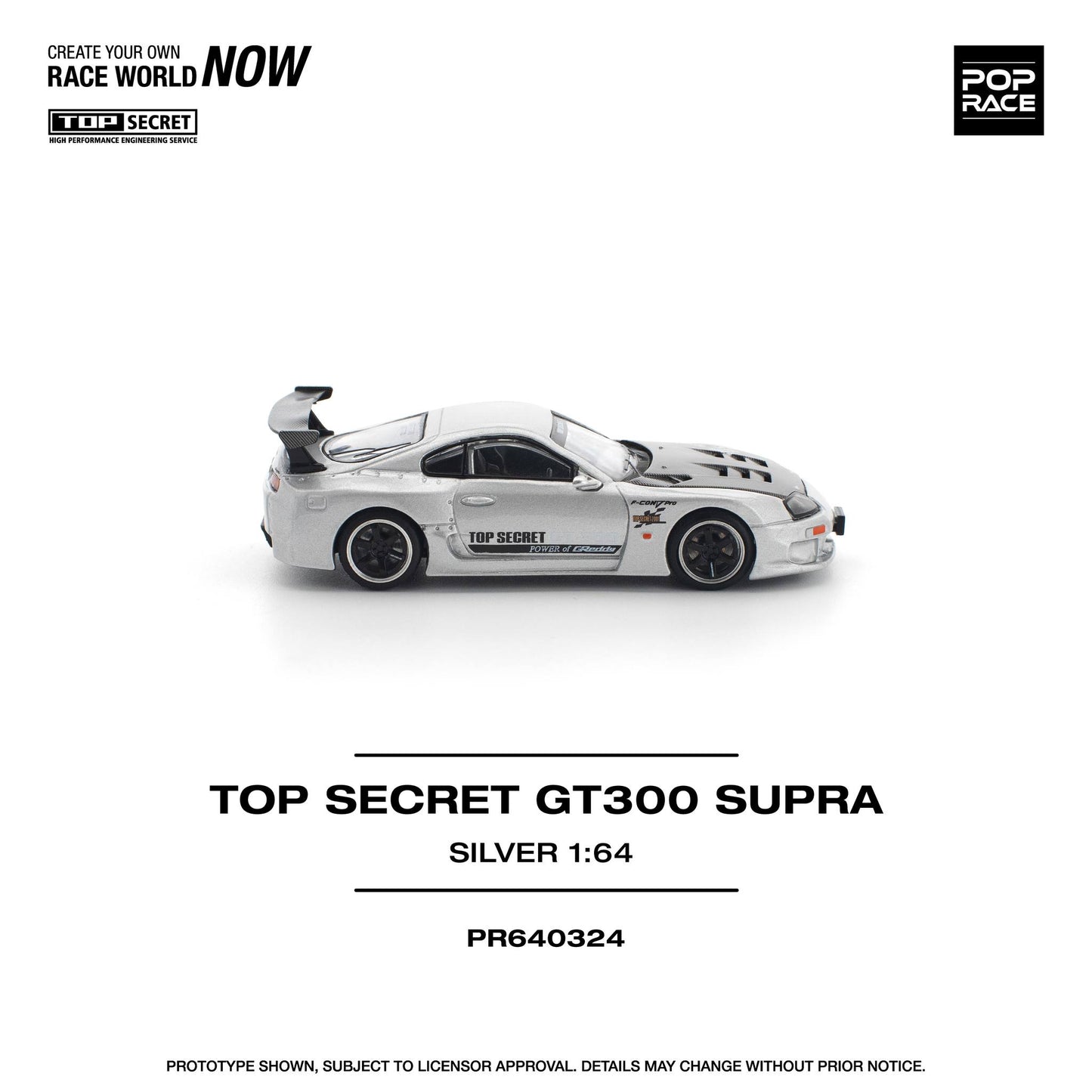 *Pre-Order* Pop Race Toyota Top Secret GT300 Supra Silver PR640324 1/64 Die Cast