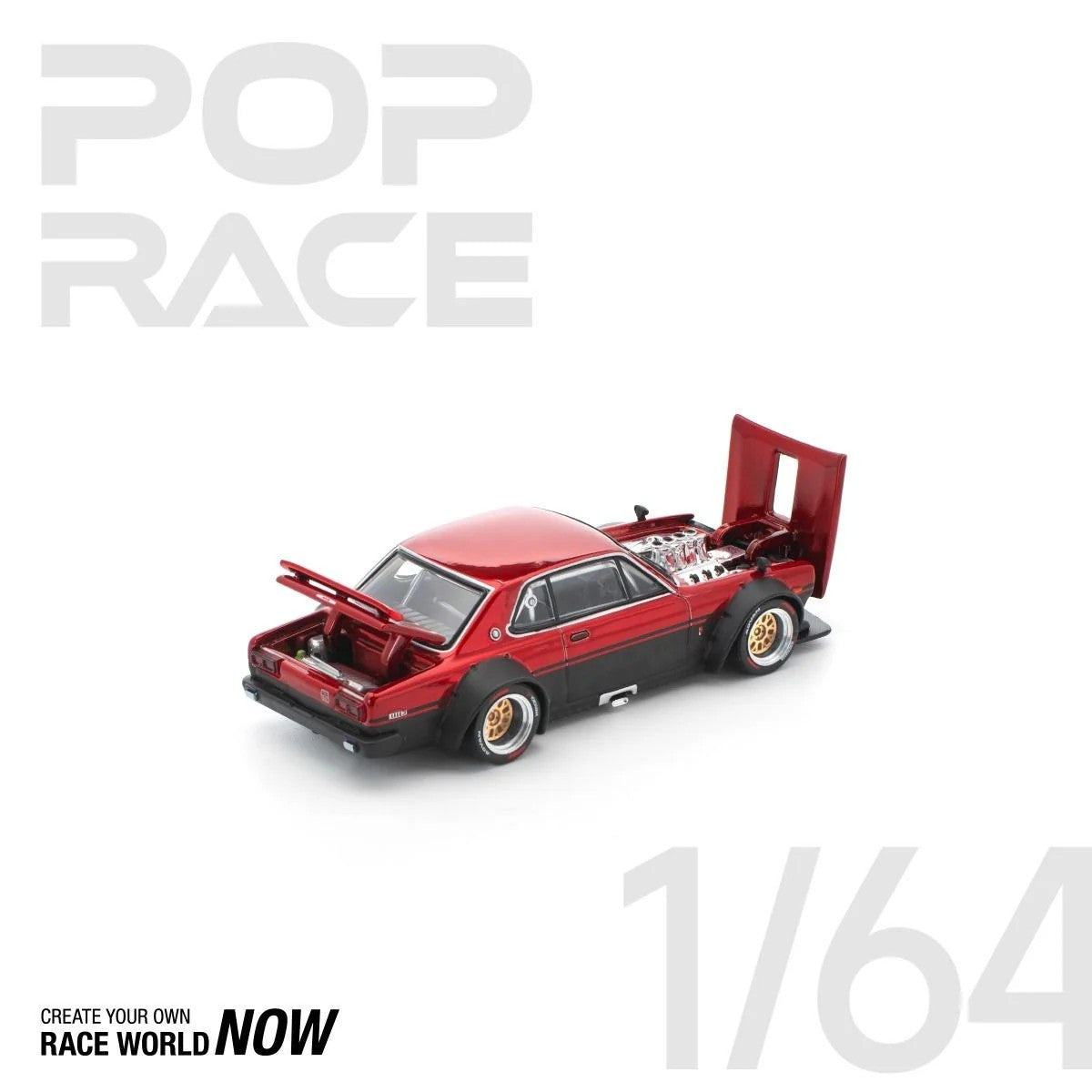 POP RACE V8 DRIFT RED BLACK PR640267 1/64 Diecast