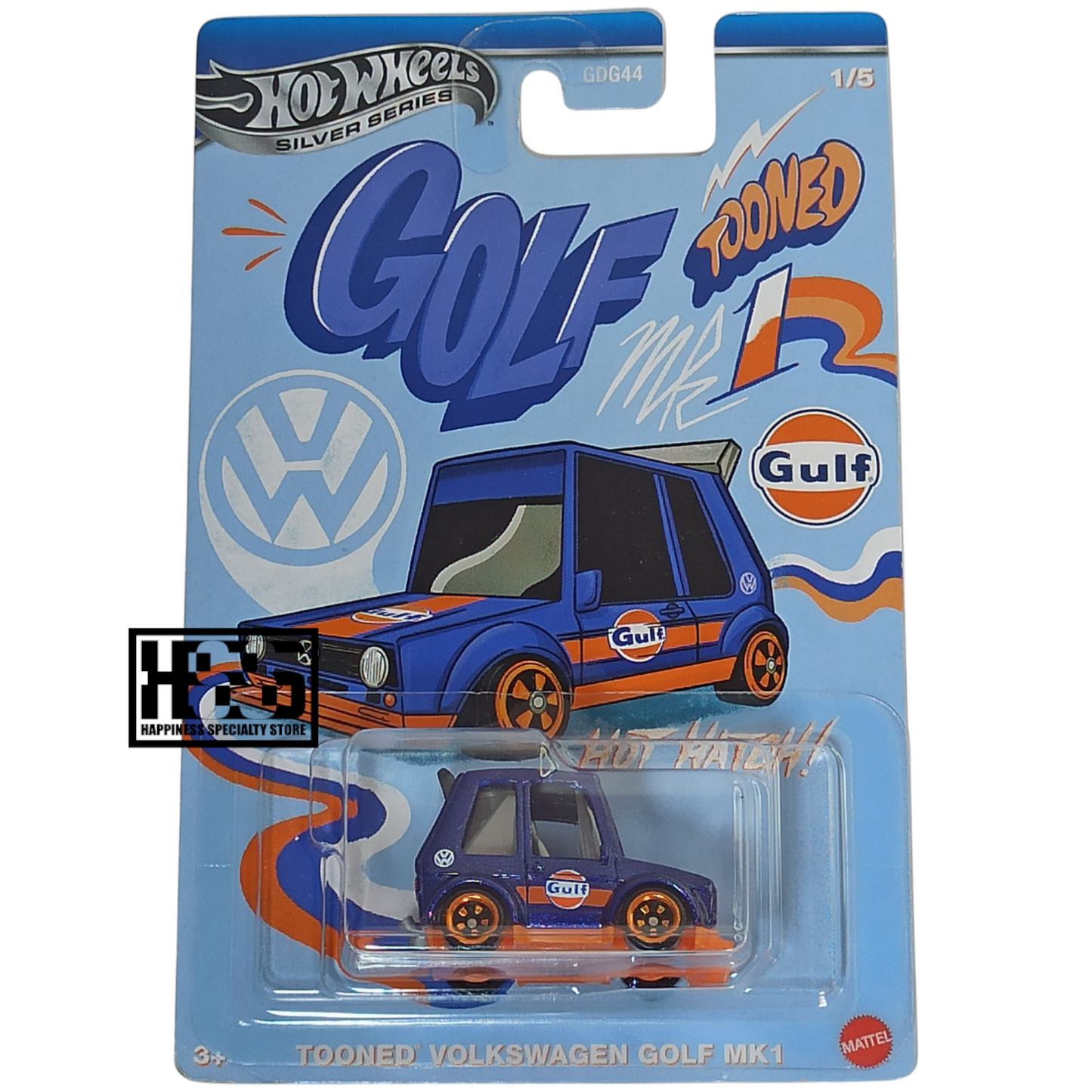 Hot Wheels Volkswagen Tooned Golf MK1 Metalflake Dark Blue 2025 Silver Series Tooned Gulf 1/64 Die Cast