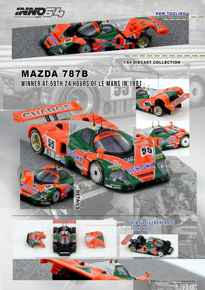 Inno64 787B Winner At 24 Hours Le Mans 1991 IN64-787B-LM91W 1/64 Diecast