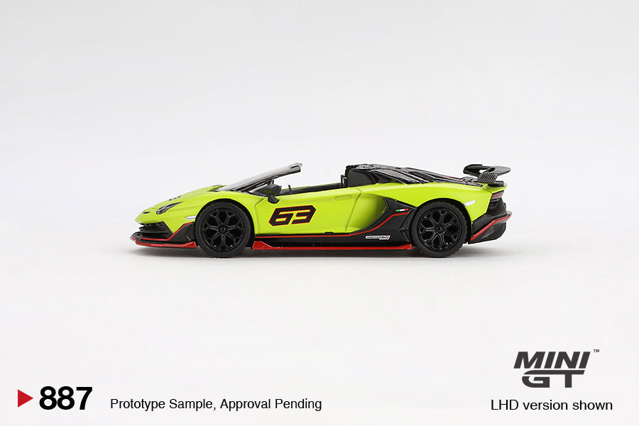 Mini GT Lamborghini Aventador SVJ 63 Roadster Verde Shock MGT00887 1/64 Die Cast